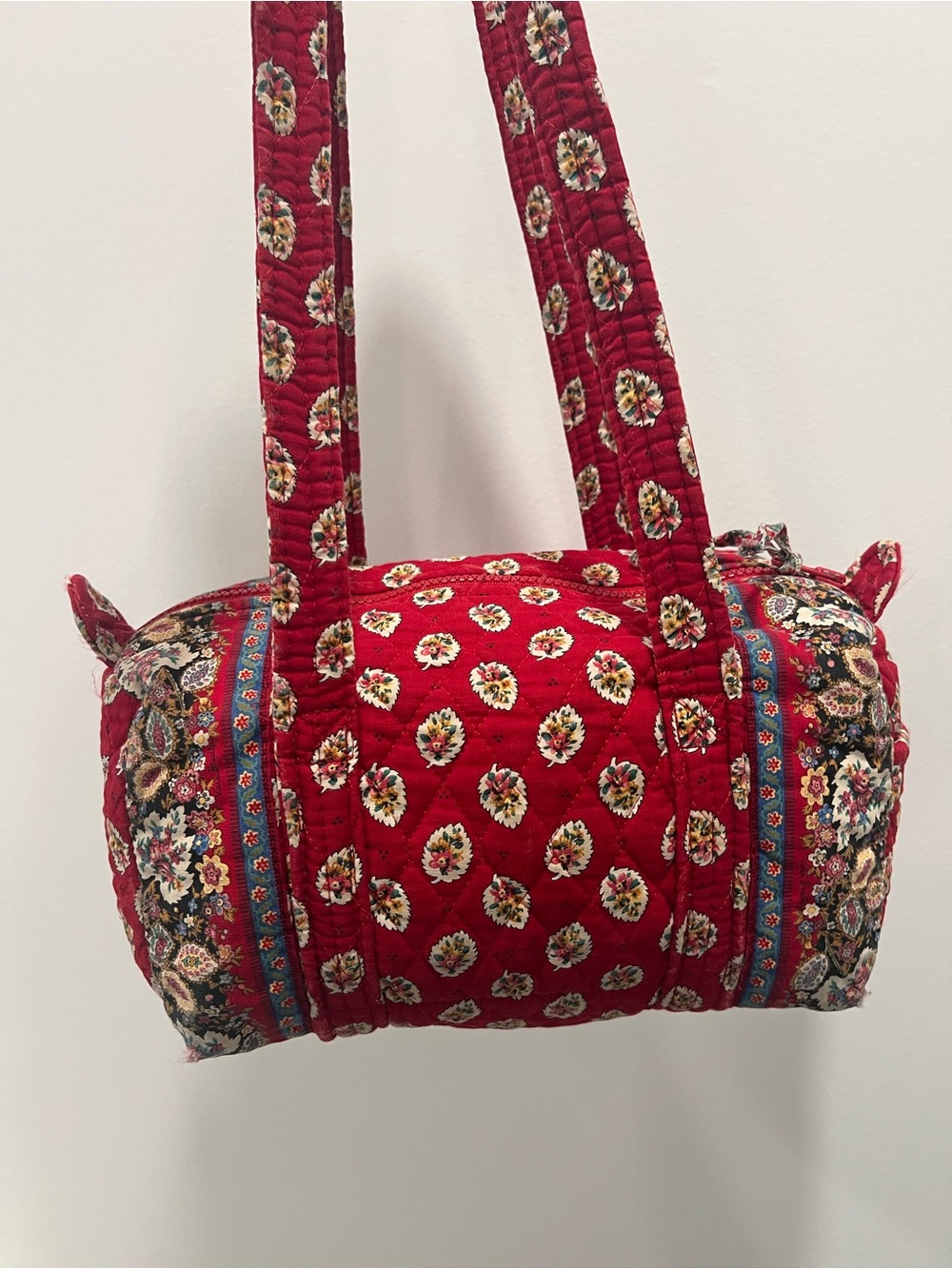 Vera Bradley Vintage 90’s Barrel Bag |Retired Print Red Leaf